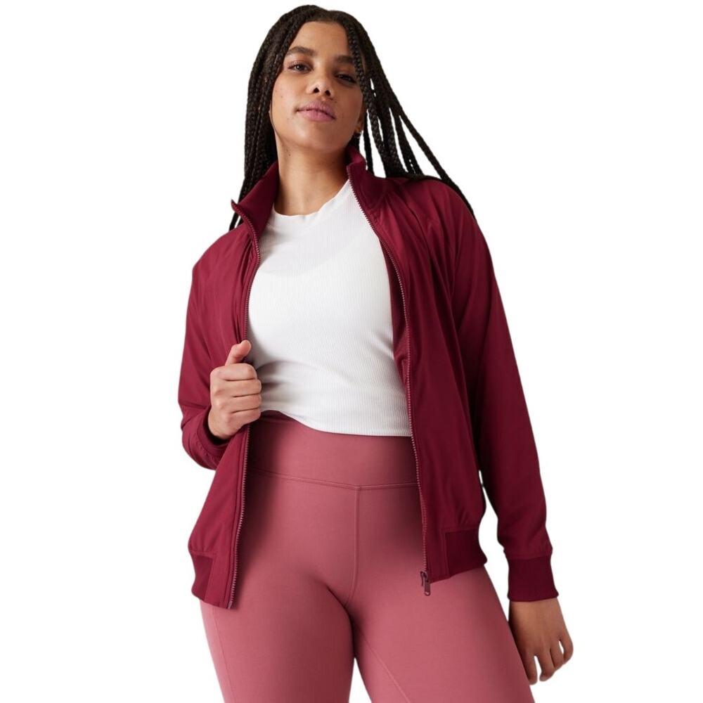 Athleta Brooklyn Bomber Jacket Maroon XL